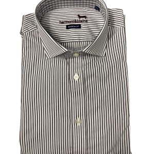 Harmont & Blaine - Camicia narrow fit in cotone a righe bianco bordeaux