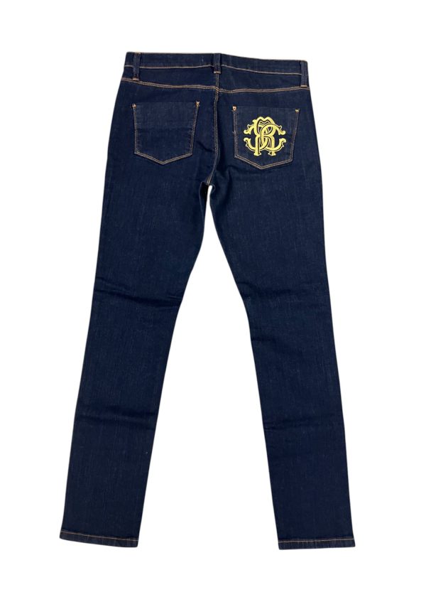 Roberto Cavalli - Jeans dritto in cotone elasticizzato blu indigo - immagine 2
