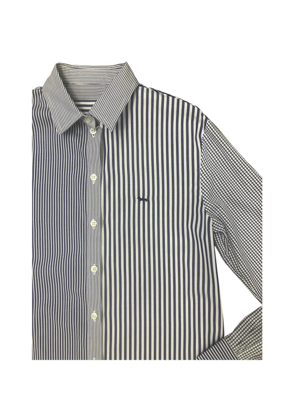 Harmont & Blaine - Camicia in cotone fantasia a righe e quadretti bianco e blu - immagine 3