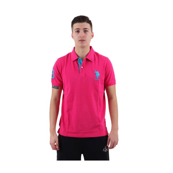 U.S. Polo Assn. - Polo a manica corta Kory in cotone fucsia logo ricamato turchese - immagine 2