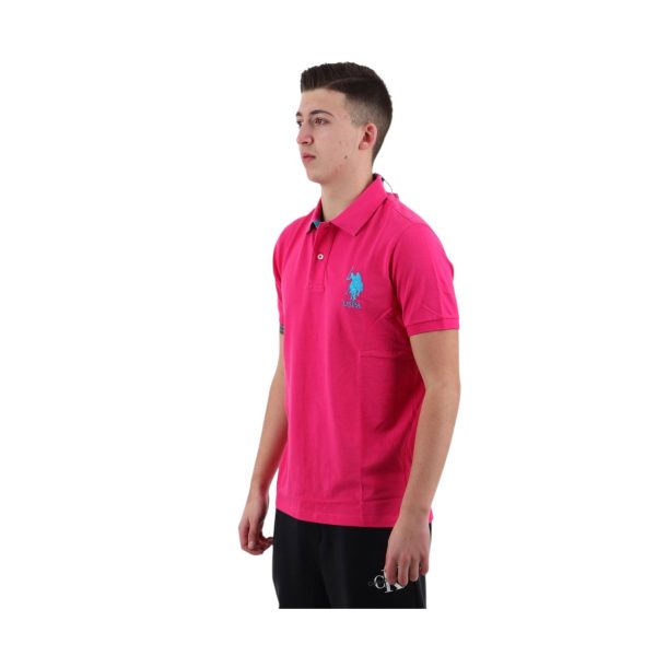 U.S. Polo Assn. - Polo a manica corta Kory in cotone fucsia logo ricamato turchese - immagine 3