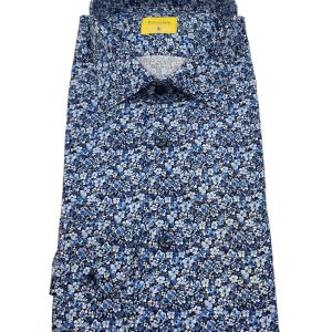 Bulgarini – Camicia in cotone multicolore micro-stampa floreale