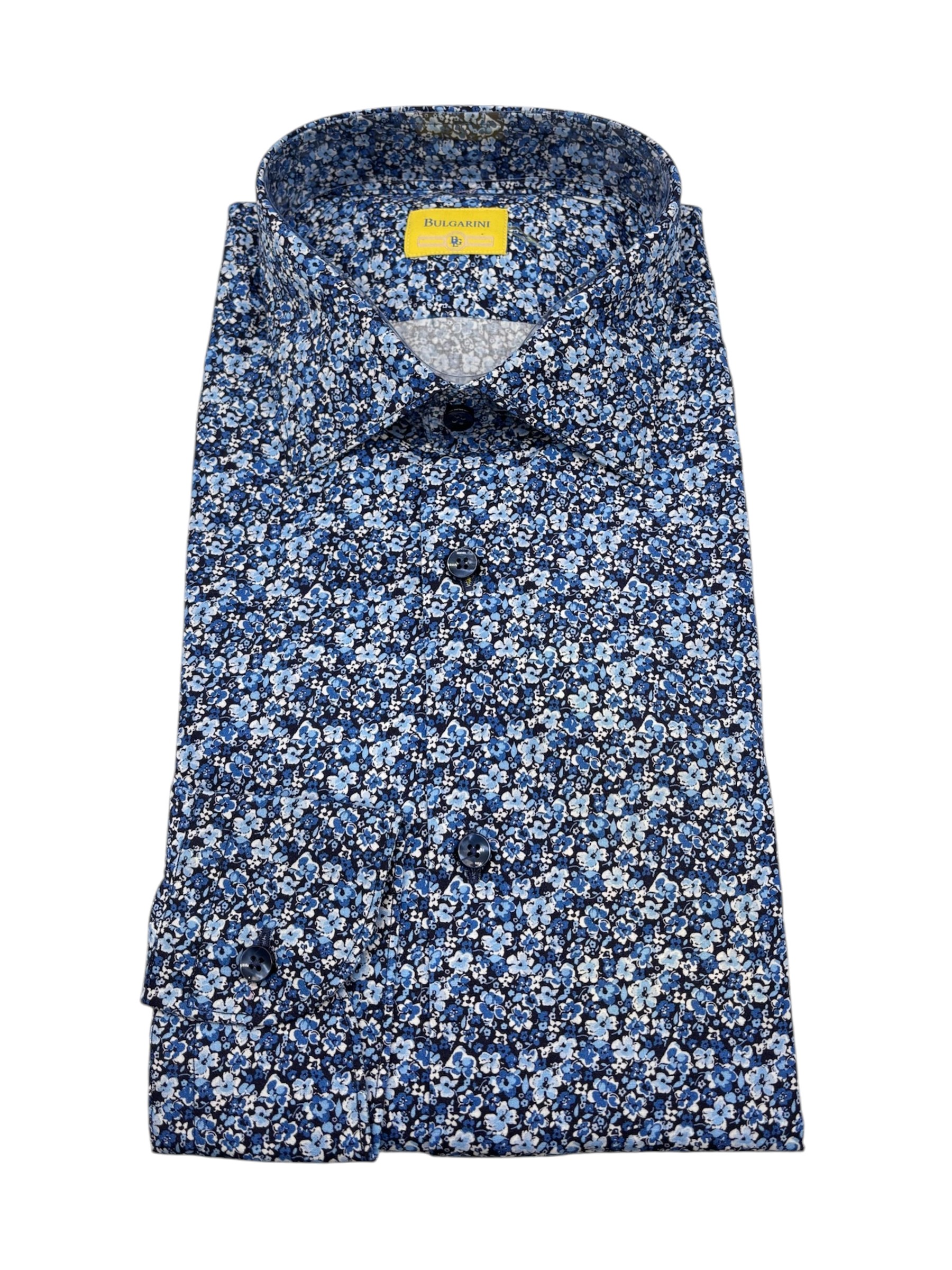Bulgarini – Camicia in cotone multicolore micro-stampa floreale