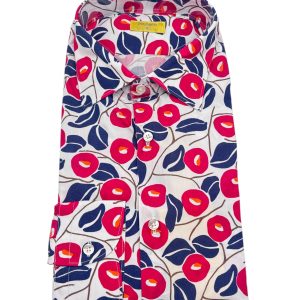 Bulgarini – Camicia in cotone stampa floreale blu e lampone