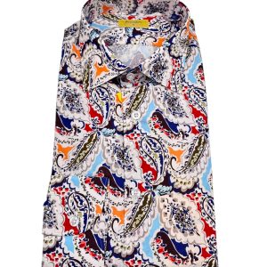 Bulgarini – Camicia in cotone multicolore stampa Paisley