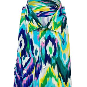 Bulgarini – Camicia in cotone multicolore motivo astratto