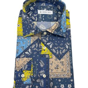 Manuel Ritz - Camicia in cotone multicolore stile patchwork bandana