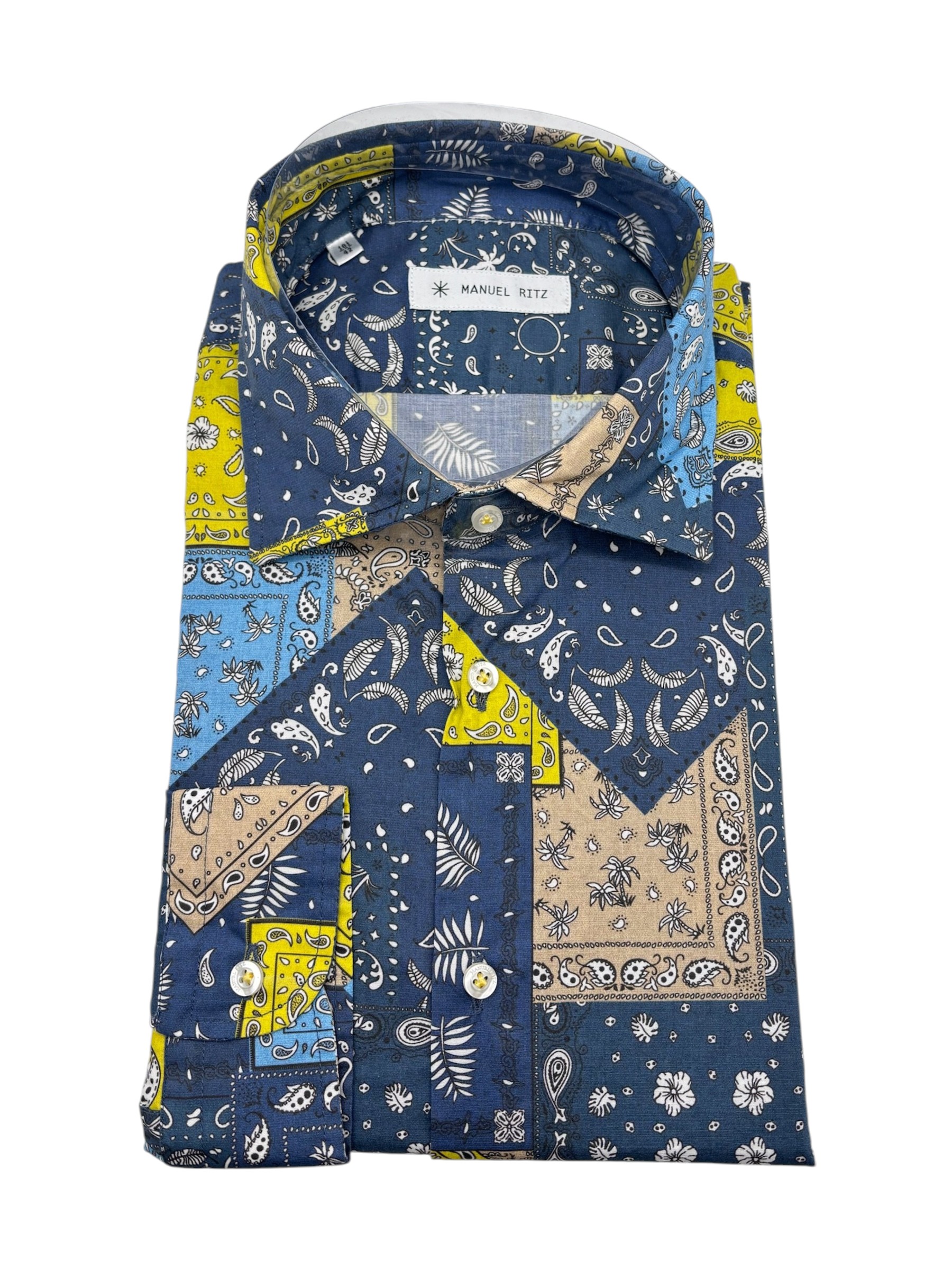 Manuel Ritz - Camicia in cotone multicolore stile patchwork bandana