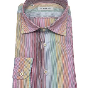 Manuel Ritz - Camicia in cotone a righe multicolore