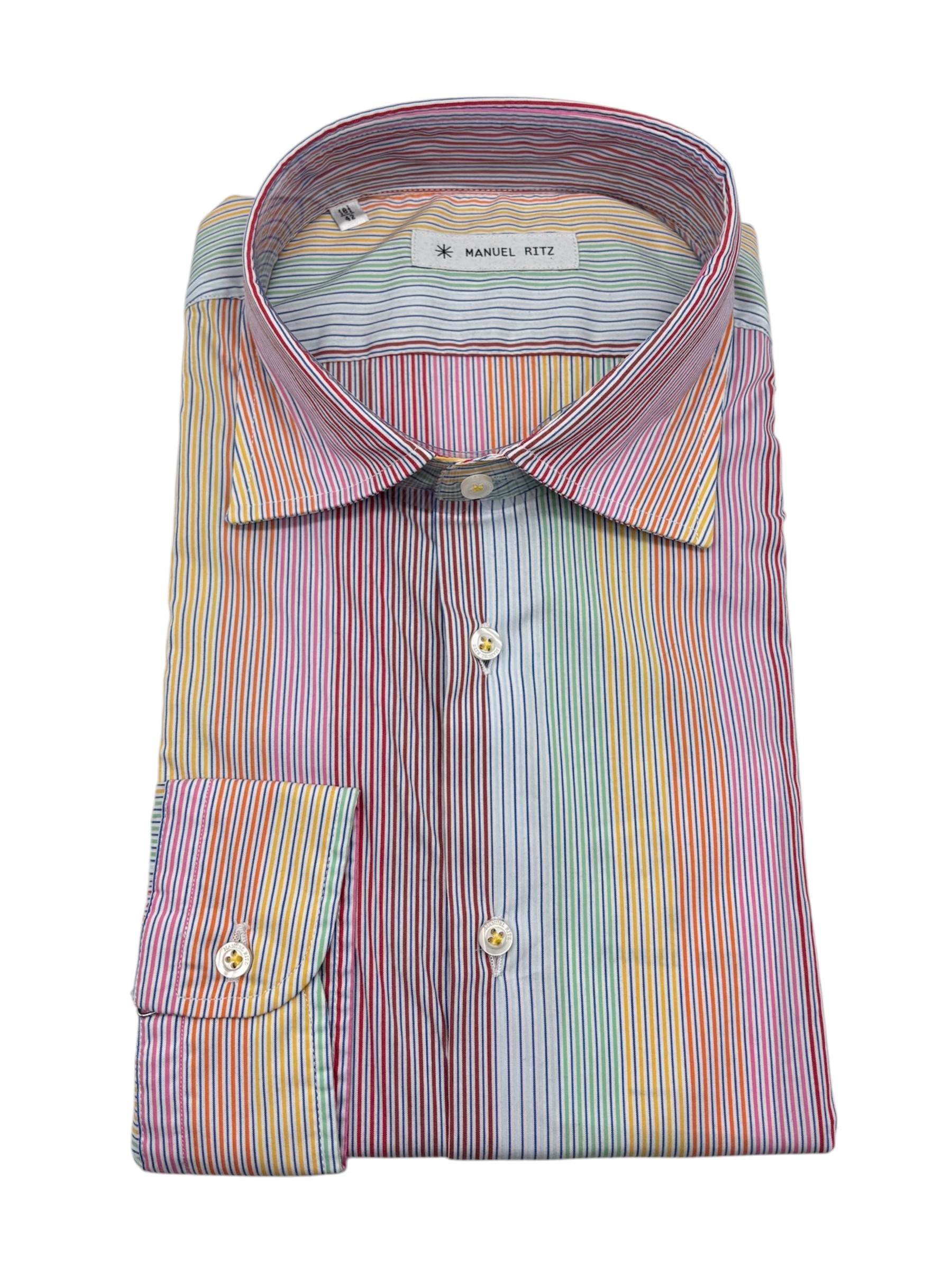 Manuel Ritz - Camicia in cotone a righe multicolore