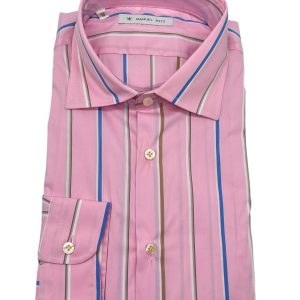 Manuel Ritz - Camicia rosa a righe multicolore