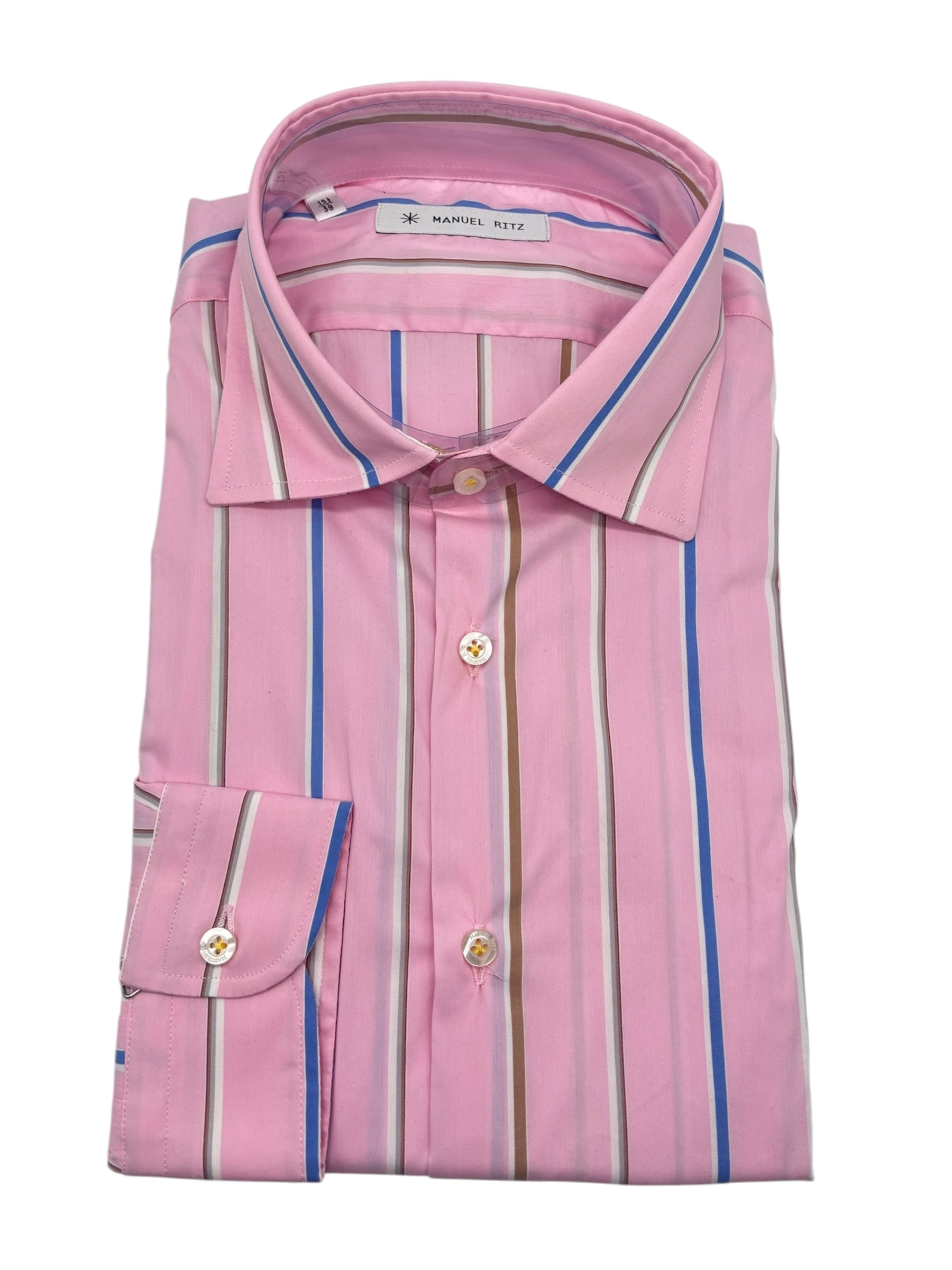 Manuel Ritz - Camicia rosa a righe multicolore
