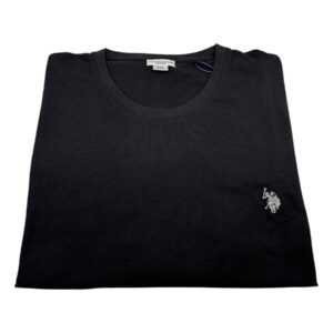 U.S. Polo Assn. - T-shirt uomo in cotone nero con logo grigio - 3XL