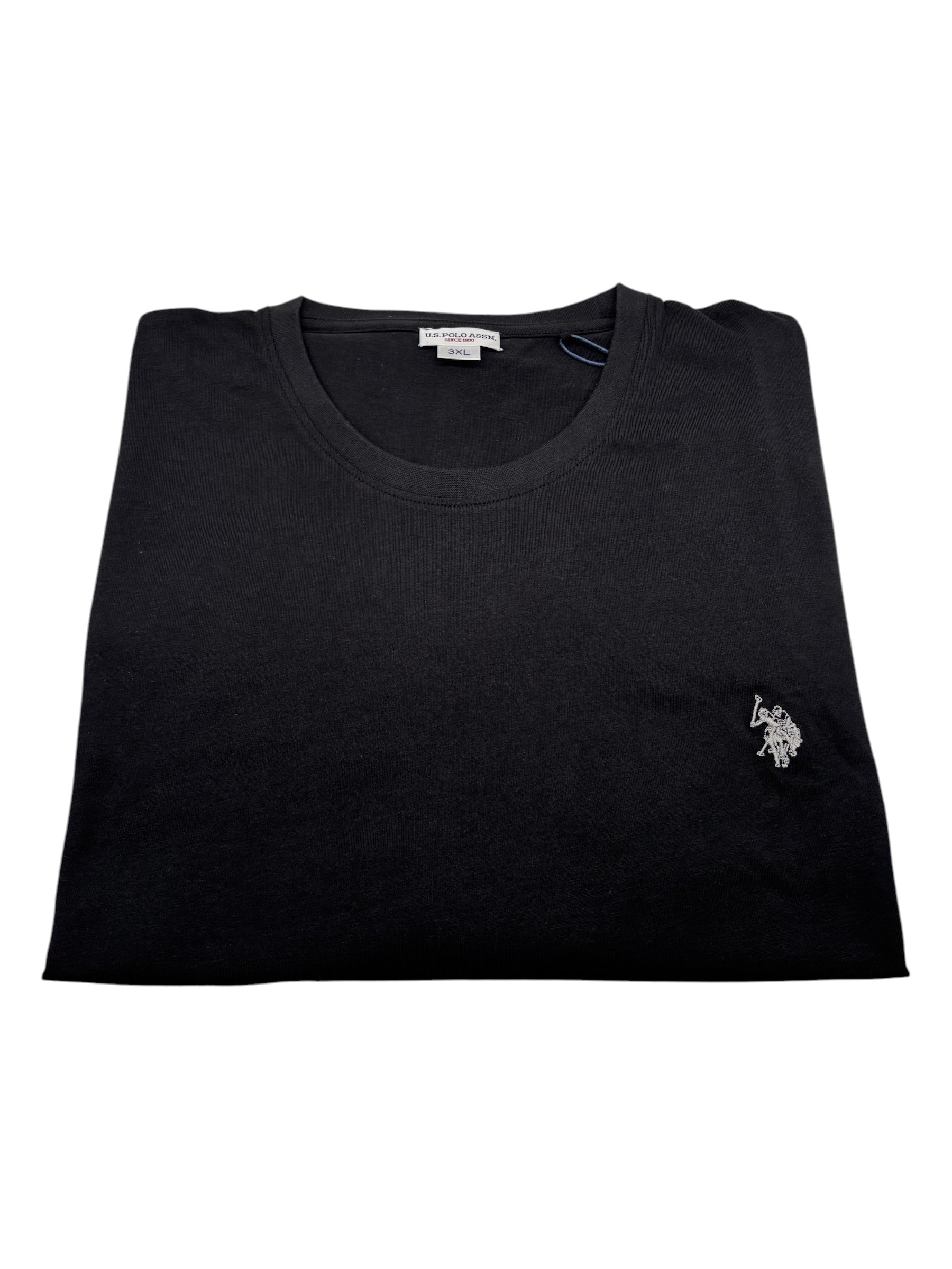 U.S. Polo Assn. - T-shirt uomo in cotone nero con logo grigio - 3XL