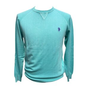 U.S. Polo Assn. – Maglia a girocollo in filo di cotone verde acqua