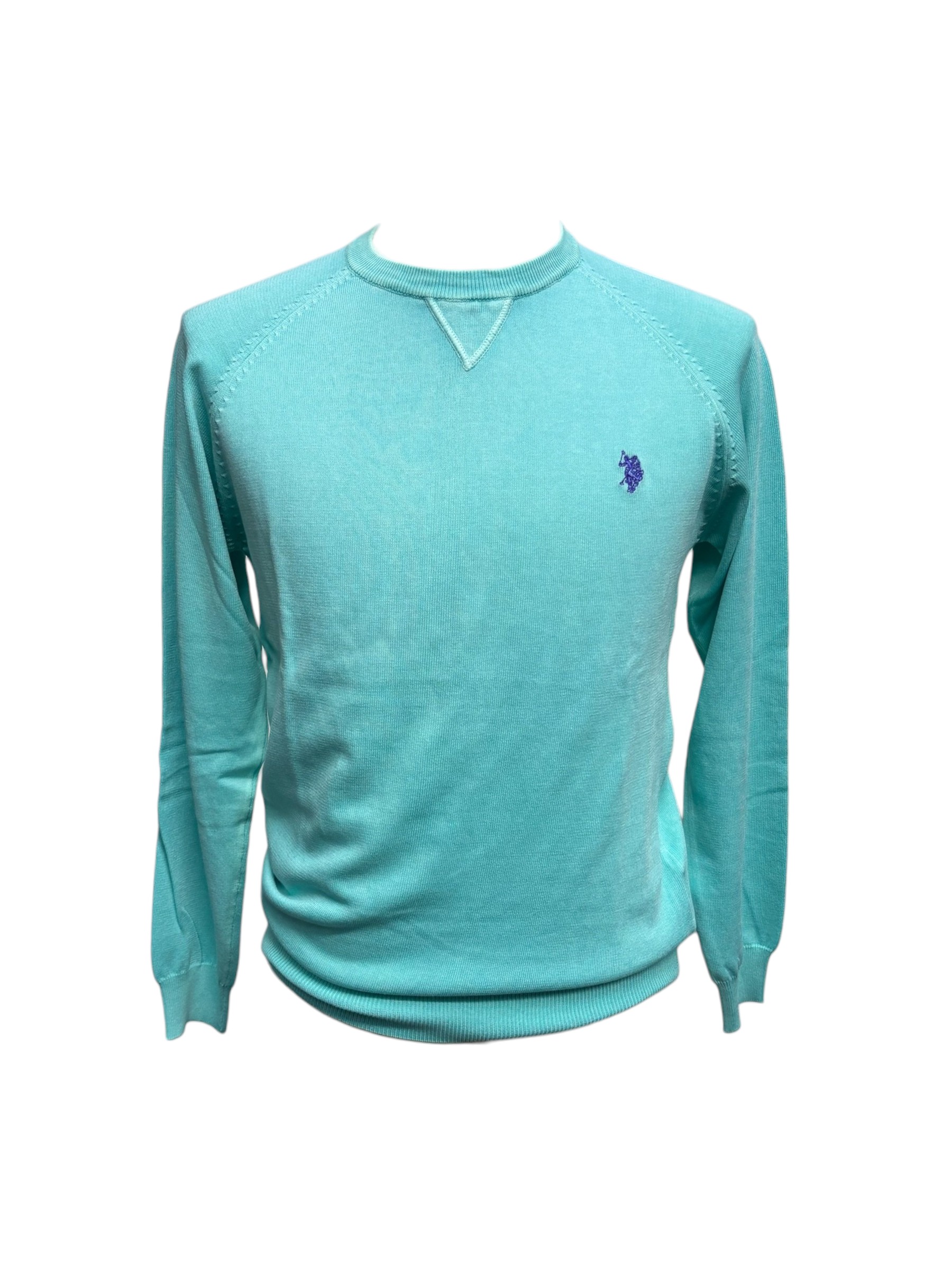 U.S. Polo Assn. – Maglia a girocollo in filo di cotone verde acqua