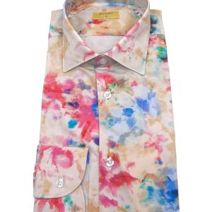 Bulgarini - Camicia in cotone multicolore effetto acquerello