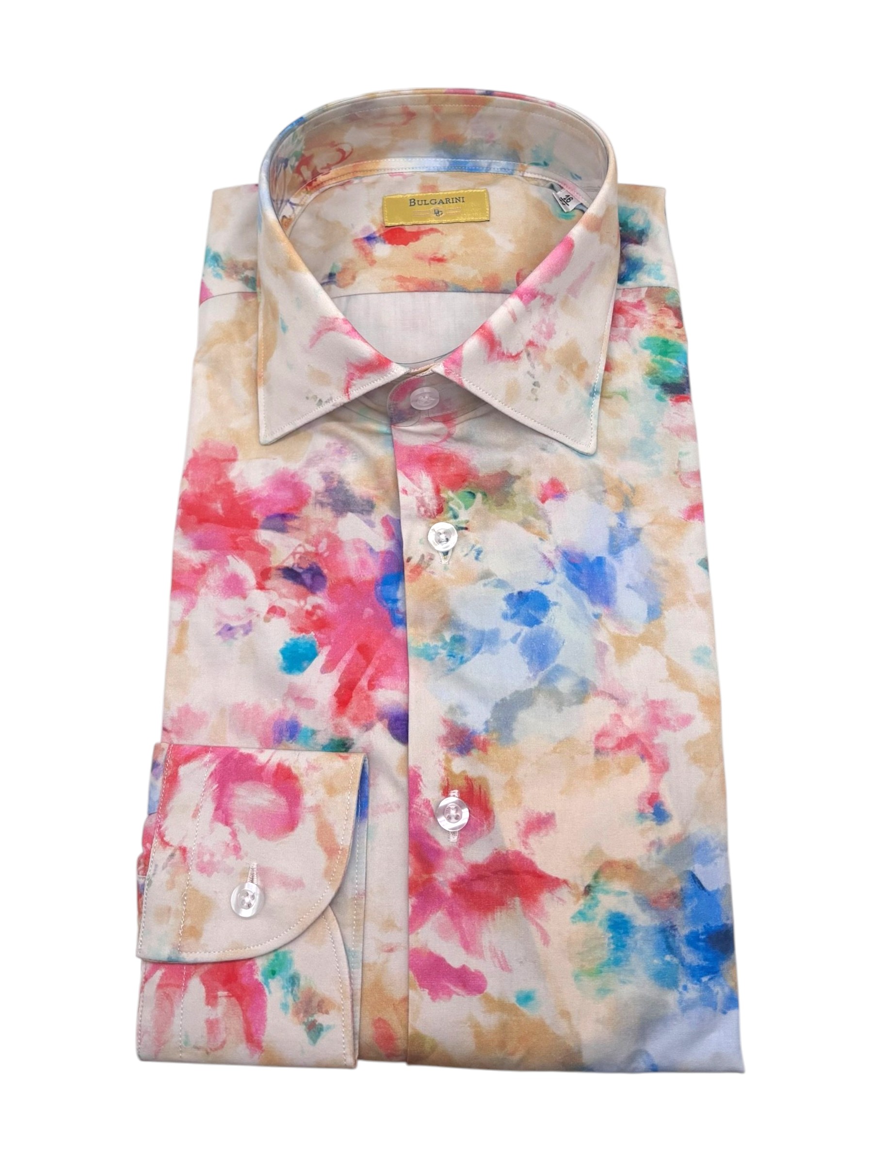 Bulgarini - Camicia in cotone multicolore effetto acquerello