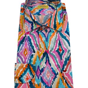 Bulgarini – Camicia in cotone multicolore stampa geometrica