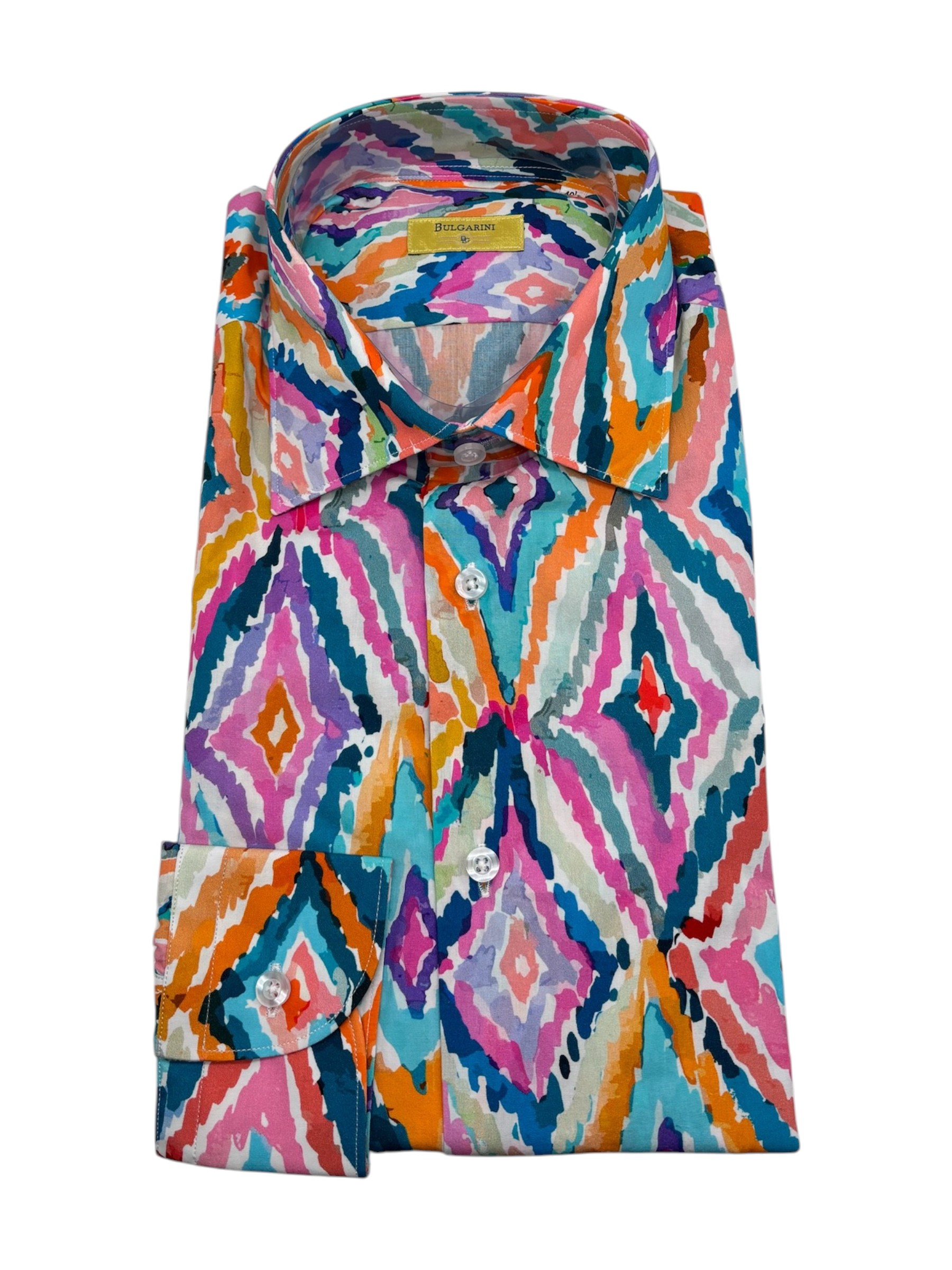 Bulgarini – Camicia in cotone multicolore stampa geometrica