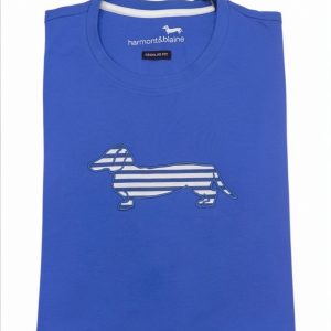 Harmont & Blaine – T-shirt uomo bluette con maxi bassotto