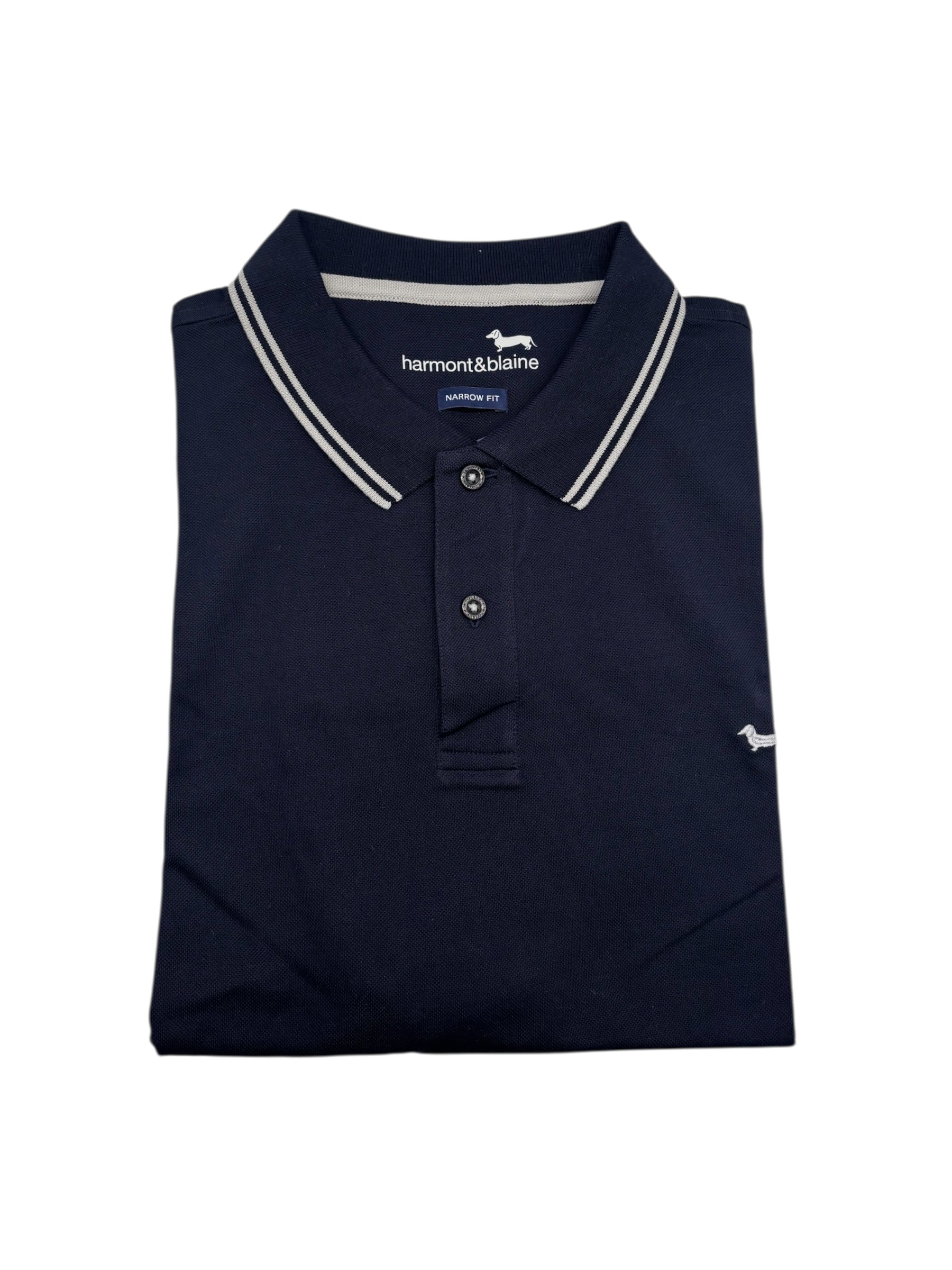 Harmont & Blaine - Polo Essentials narrow fit in cotone blu