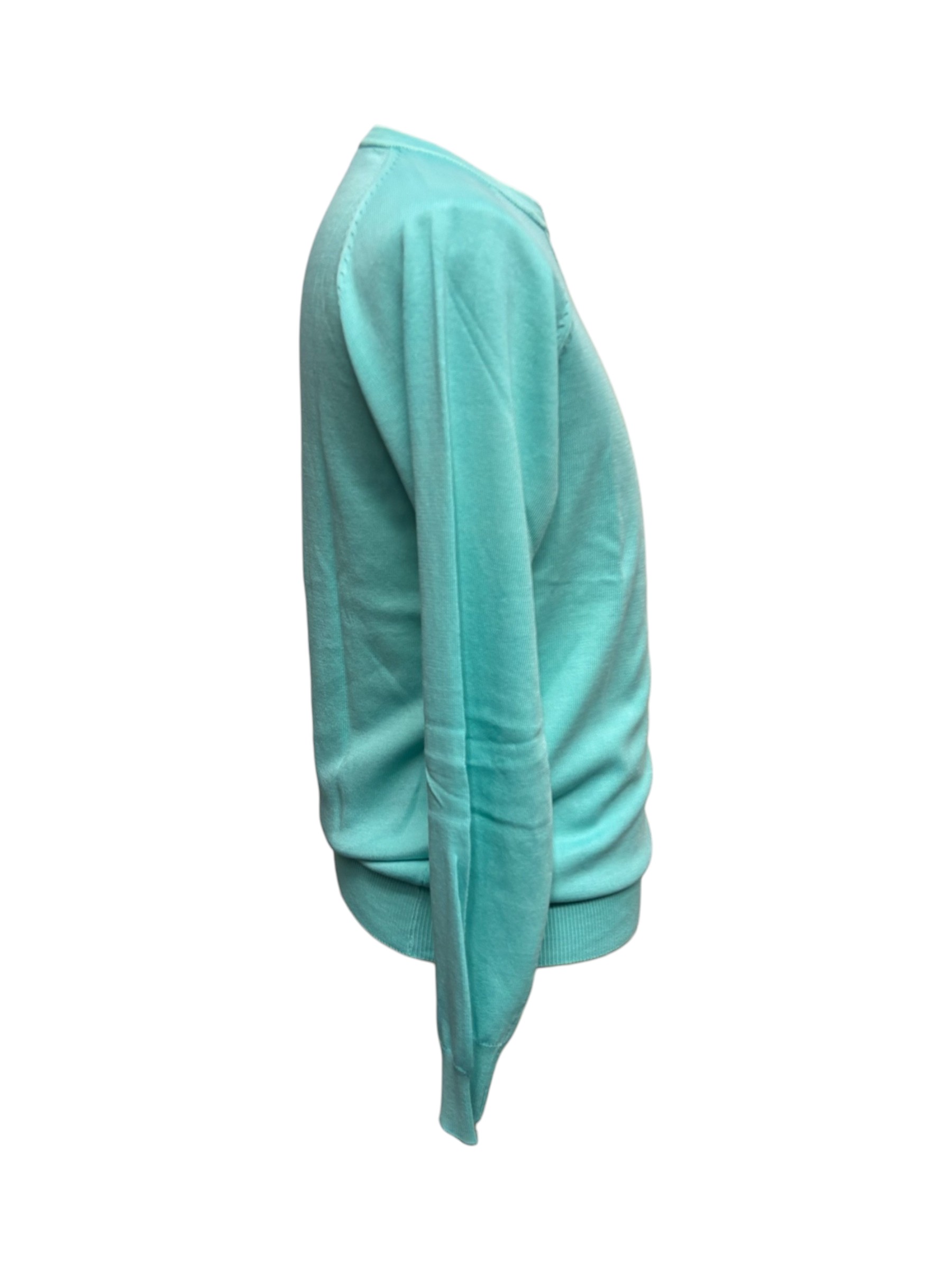 U.S. Polo Assn. – Maglia a girocollo in filo di cotone verde acqua - immagine 2
