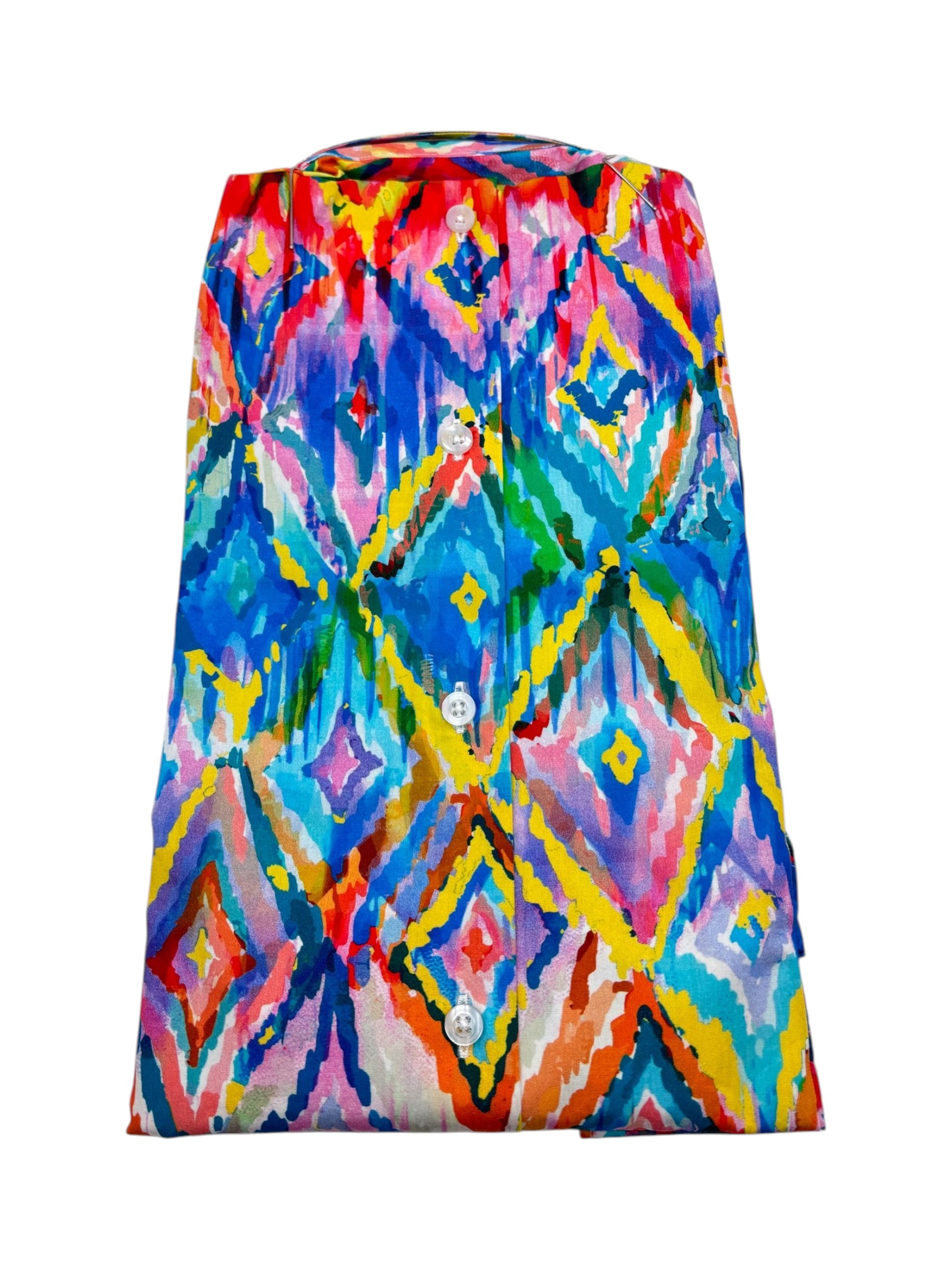 Bulgarini – Camicia in cotone multicolore stampa geometrica a rombi - immagine 2