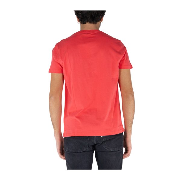 U.S. Polo Assn. - T-shirt a maniche corte in cotone piquet rosso corallo con logo blu navy - immagine 3