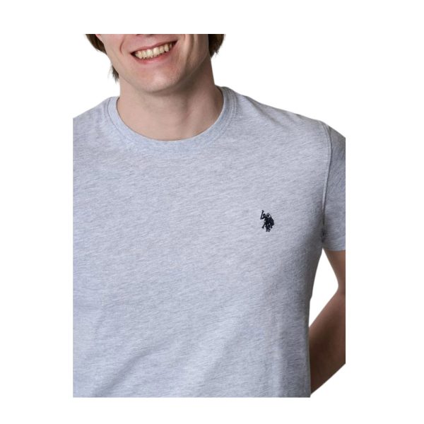 U.S. Polo Assn. - T-shirt con logo ricamato in cotone grigio chiaro 68076 - immagine 3