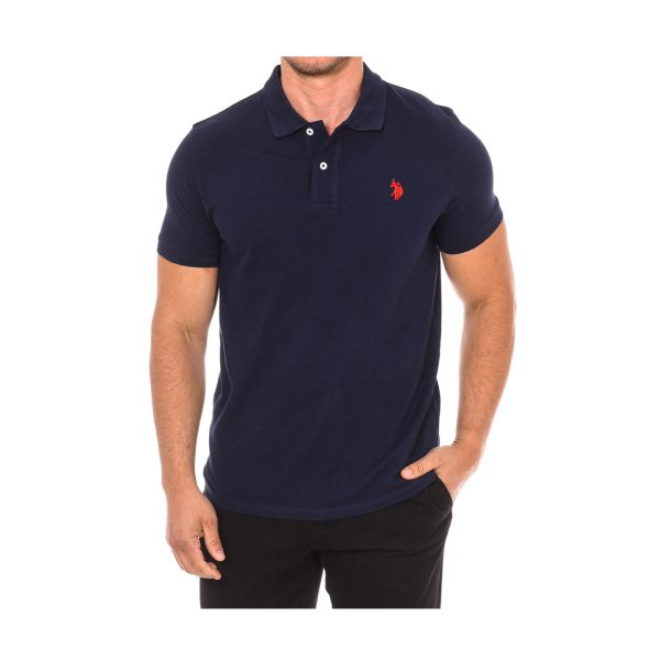 U.S. Polo Assn. - Polo a manica corta Card in cotone blu scuro logo ricamato rosso - immagine 2