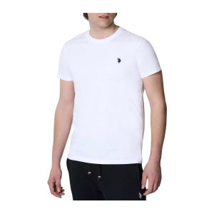 U.S. Polo Assn. - T-shirt con logo ricamato in cotone bianco ottico 66894