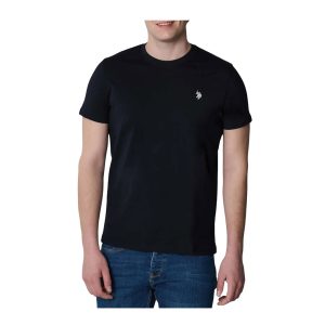 U.S. Polo Assn. - T-shirt con logo ricamato in cotone nero 68076
