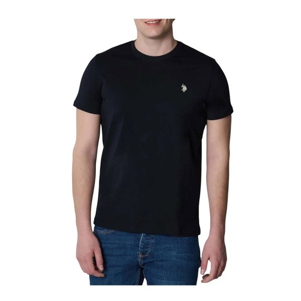 U.S. Polo Assn. - T-shirt con logo ricamato in cotone nero 68076