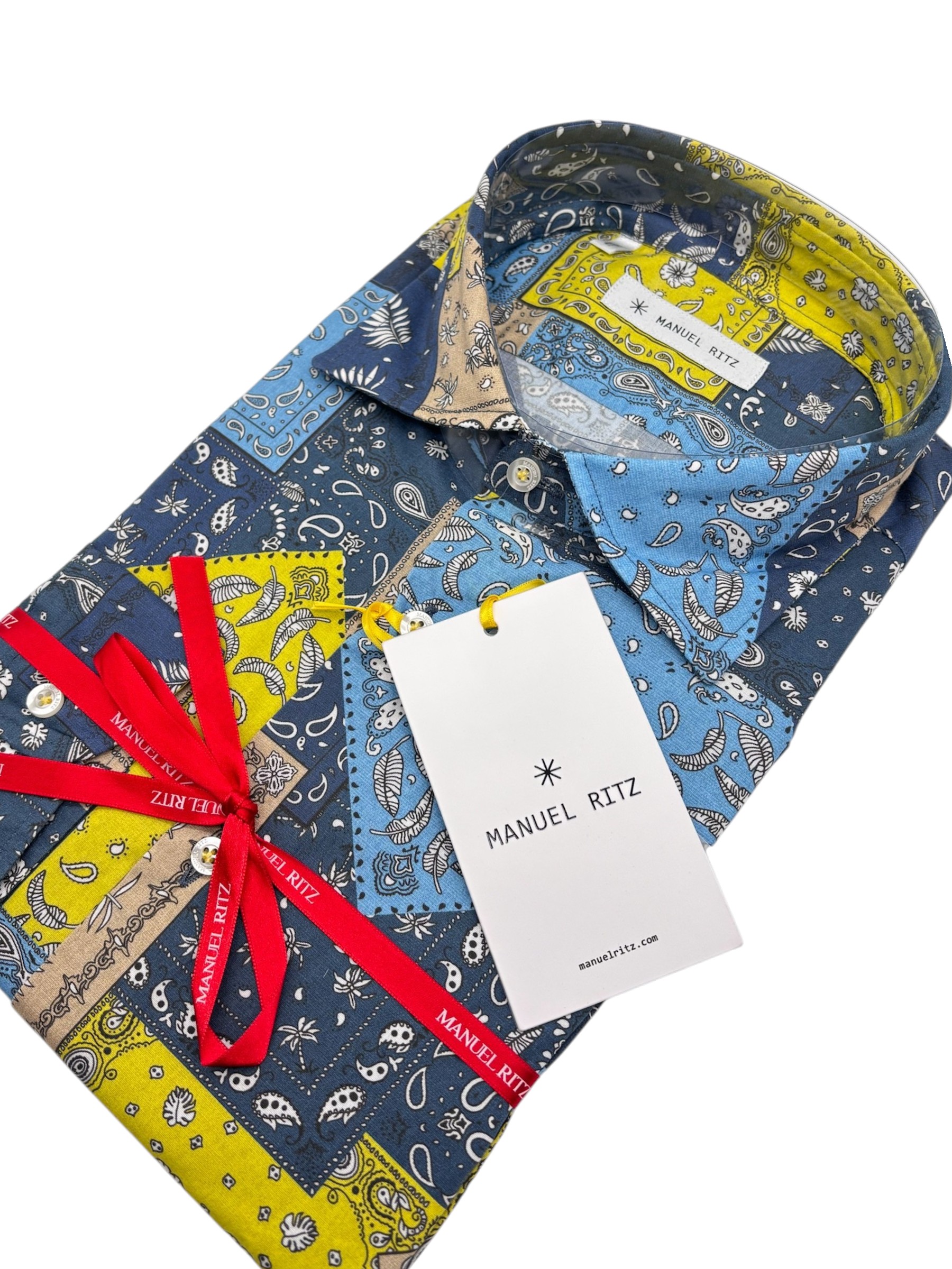 Manuel Ritz - Camicia in cotone multicolore stile patchwork bandana - immagine 3