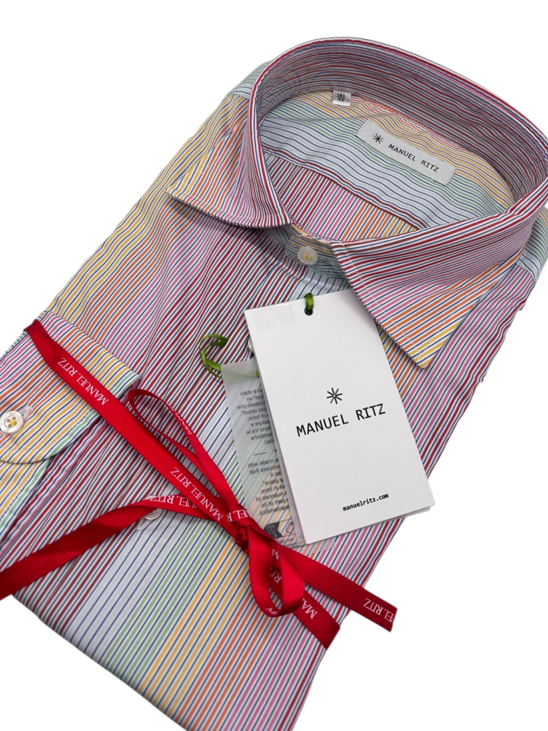 Manuel Ritz - Camicia in cotone a righe multicolore - immagine 3