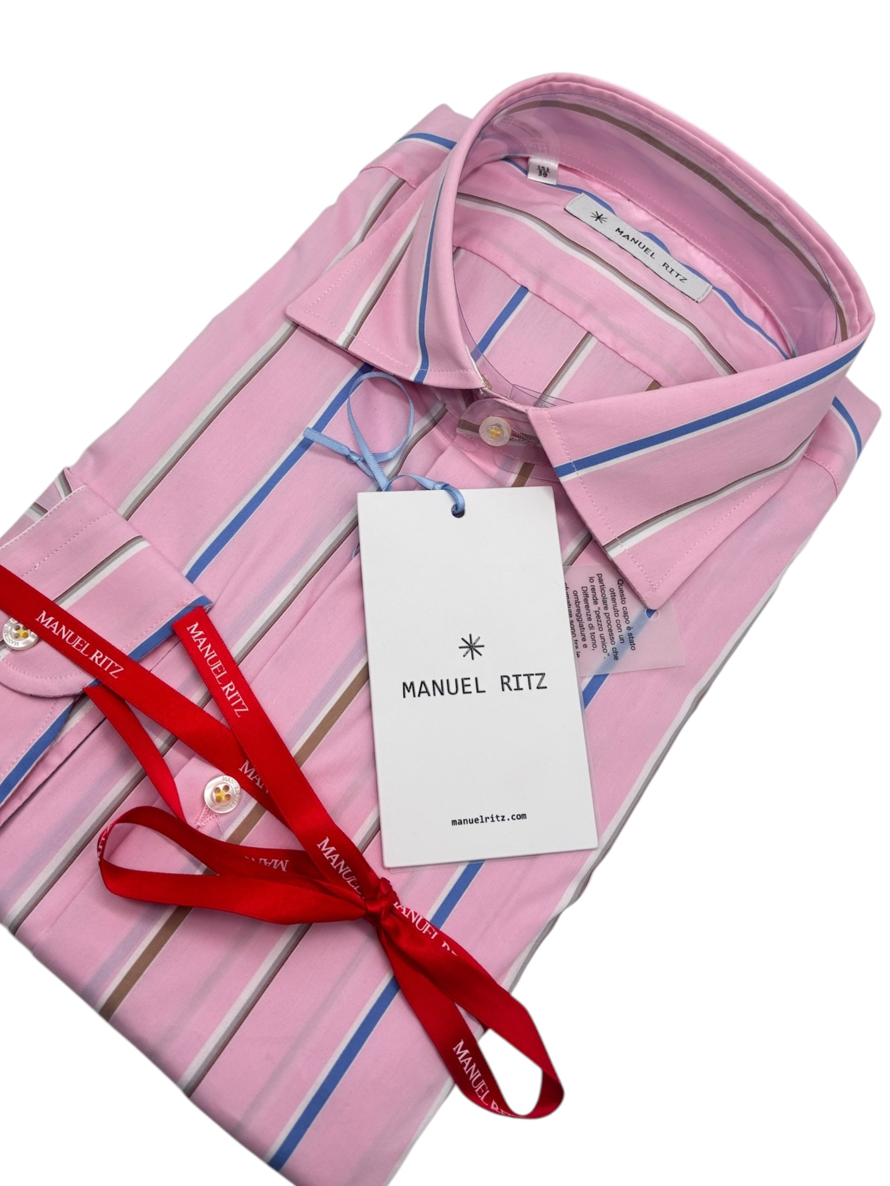 Manuel Ritz - Camicia rosa a righe multicolore - immagine 3