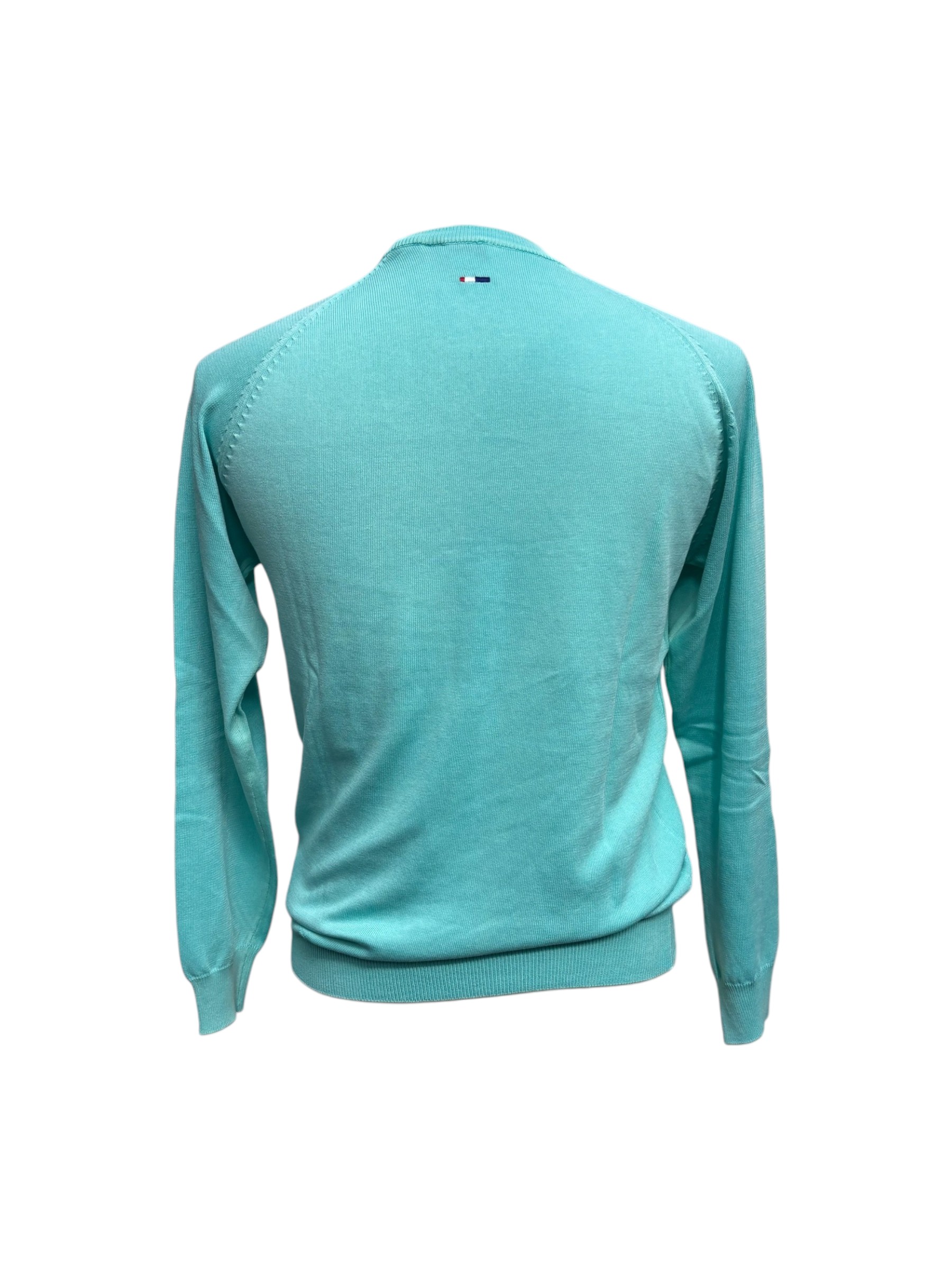 U.S. Polo Assn. – Maglia a girocollo in filo di cotone verde acqua - immagine 3