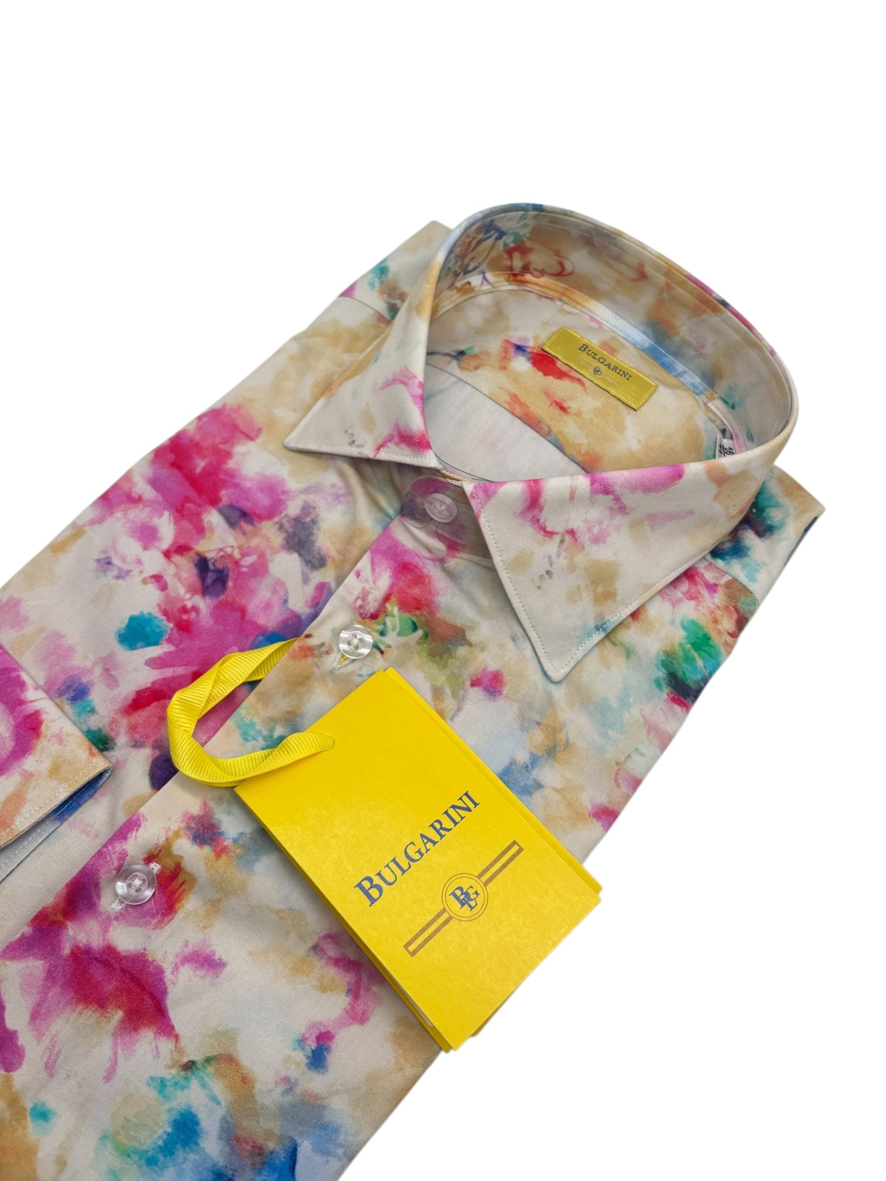 Bulgarini - Camicia in cotone multicolore effetto acquerello - immagine 3
