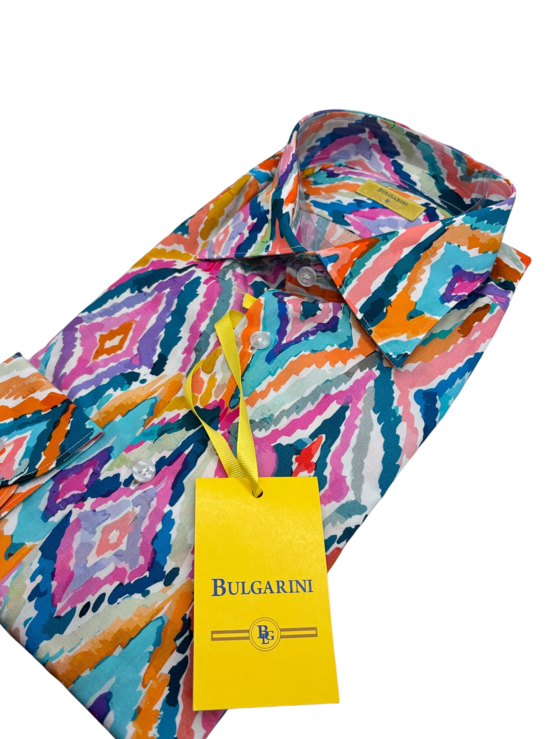 Bulgarini – Camicia in cotone multicolore stampa geometrica - immagine 3