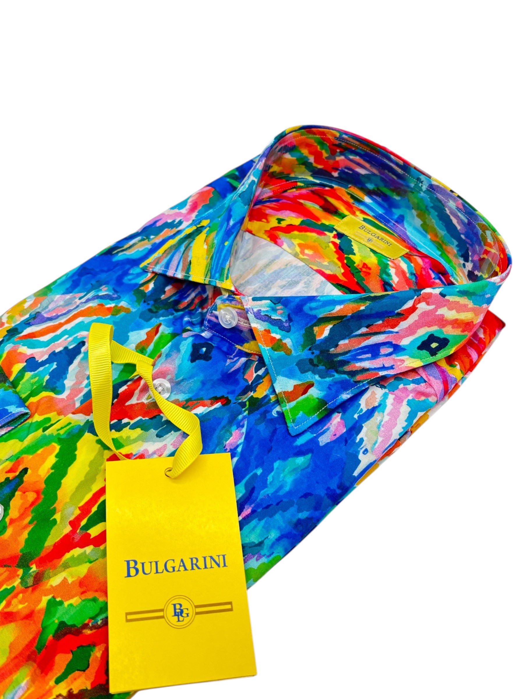 Bulgarini – Camicia in cotone multicolore stampa geometrica a rombi - immagine 3