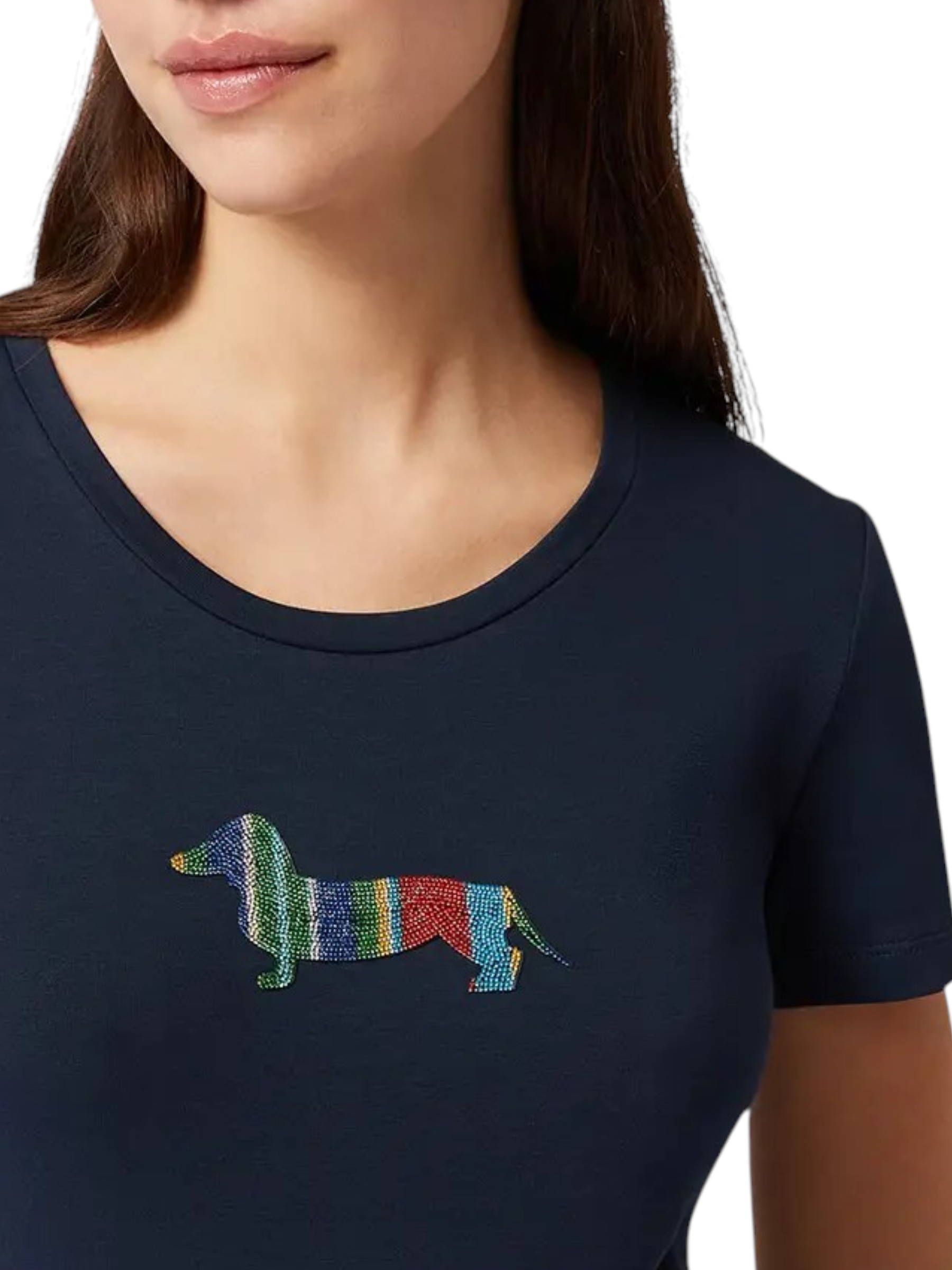 Harmont & Blaine - T-shirt donna blu navy con bassotto colorato - XS - immagine 4