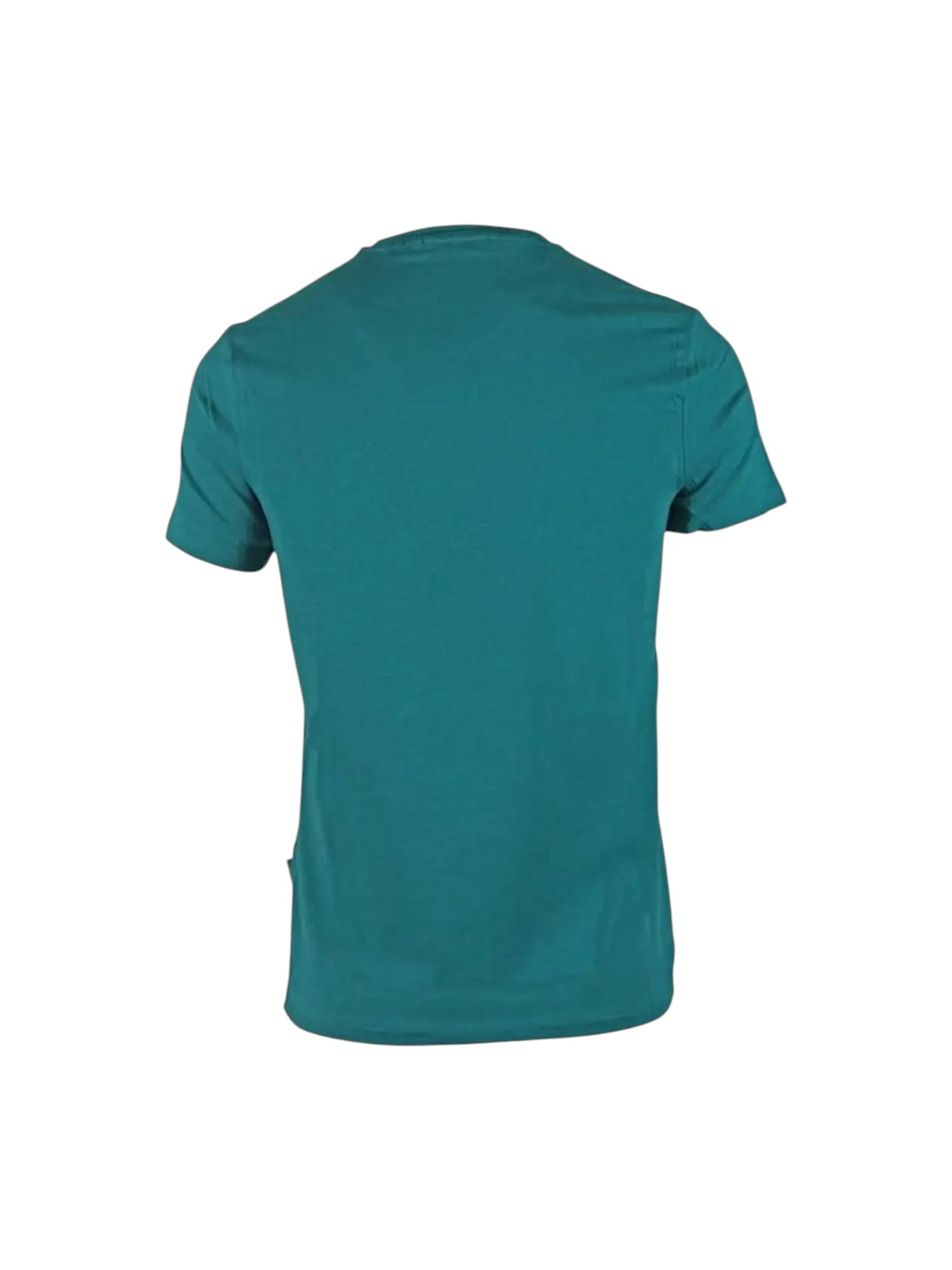 Aquascutum - T-shirt uomo in cotone verde petrolio con logo grande - S - immagine 3