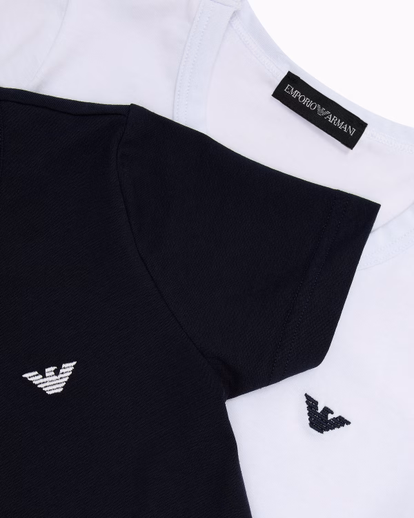Emporio Armani - 2 Pack crew neck t-shirt bianco nero logo - immagine 3