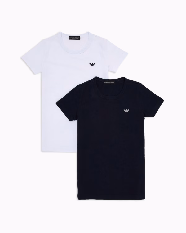 Emporio Armani - 2 Pack crew neck t-shirt bianco nero logo