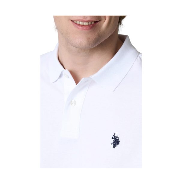 U.S. Polo Assn. - Polo a manica corta in cotone bianco logo ricamato blu navy - immagine 3