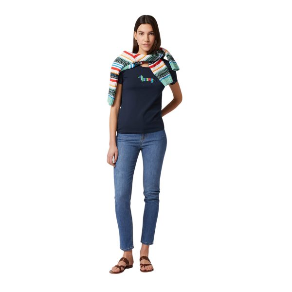 Harmont & Blaine - T-shirt blu scuro con bassotto colorato I0ND91 - immagine 4