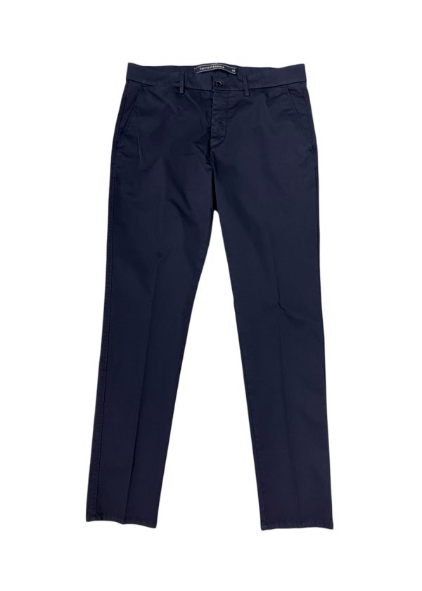 Harmont & Blaine - Pantalone chino narrow fit in cotone elasticizzato blu scuro