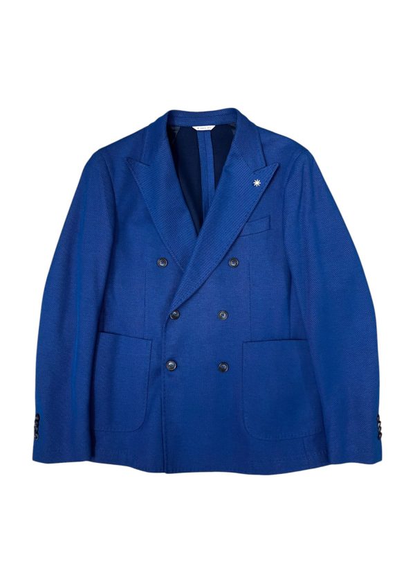 Manuel Ritz - Giacca in cotone a cera d'api bluette