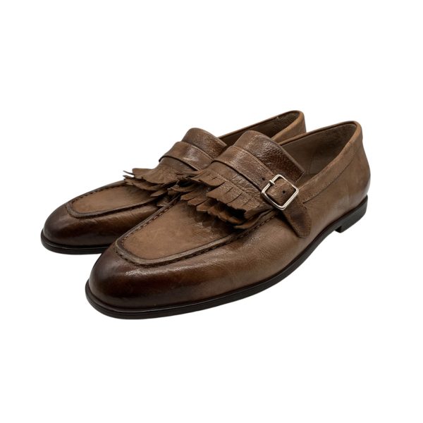 Brecos - EU/42 - Mocassini in pelle marrone con frange - immagine 2